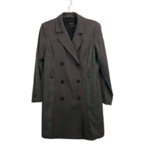 Vera Wang Jackets & Blazers - Vera Wang | Plaid Double Breasted Trench Coat Jacket Gray